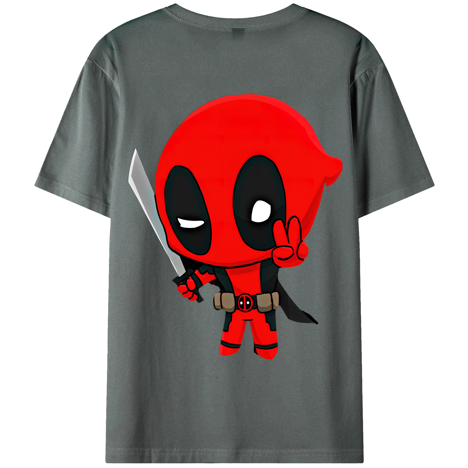 （画像用） Deadpool デッドプール 綿100％ メンズ半袖Tシャツ（バックプリント） 通気性